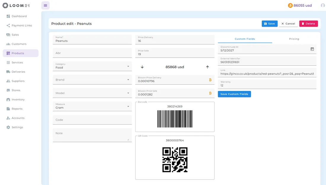 custom fields on a product edit page